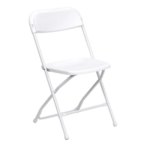 Chair, Folding, White Plastic