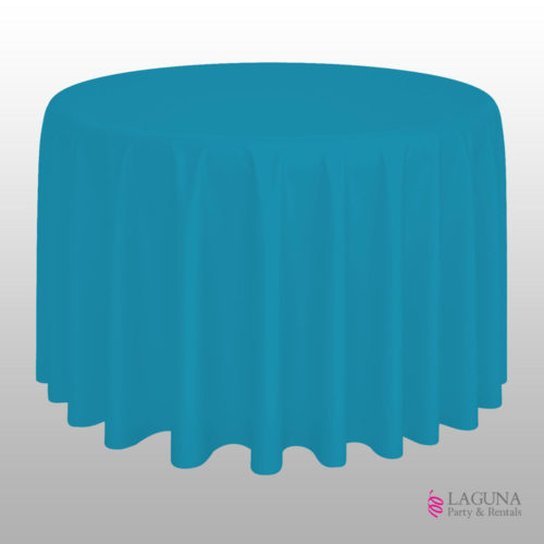 120" Round Table Cover, Linen, Turquoise