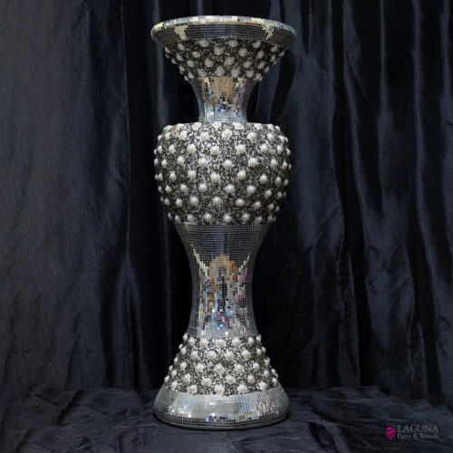 Silver Vase With Pearls, 32" (H)