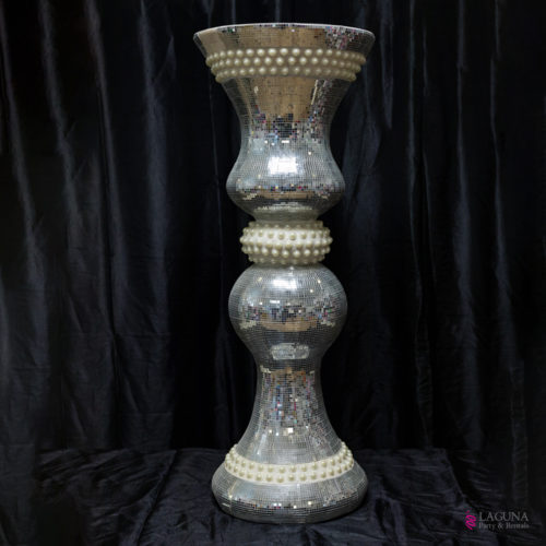 Silver Vase With Pearls, 41" (H)
