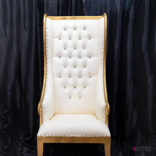 Throne Chair, Gold & White, Single