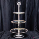 3 Tiered Display Food Service, Silver With Gold Bead Detail