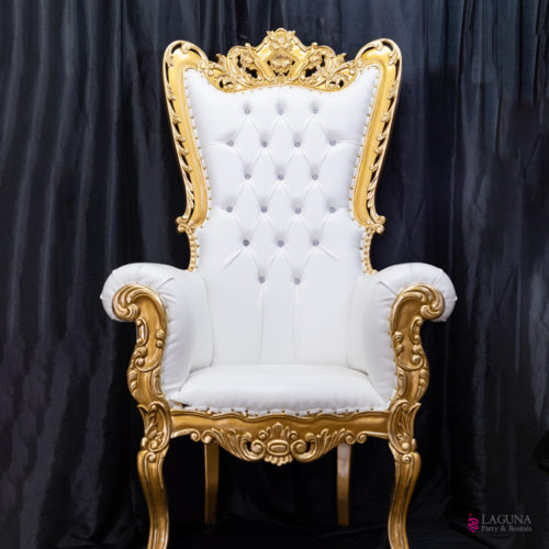 Throne Chair, Gold & White, Single