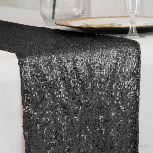 Table Runner, Sequin, Black