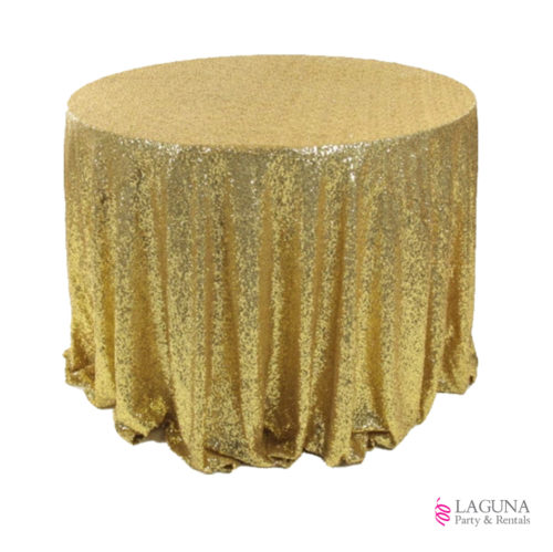 120" Round Table Cover, Sequin, Gold