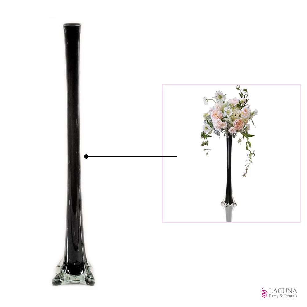 Eiffel Tower Vase, 24 (H), Black - Laguna Party & Rentals