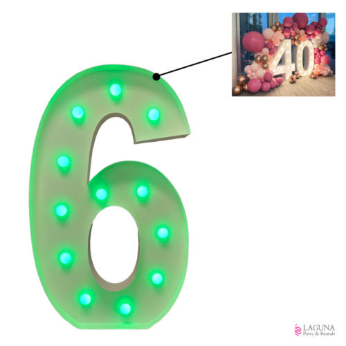 6 Marquee Light Up LED Number, 46" tall