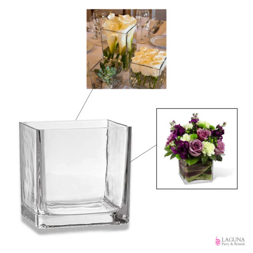 Square Vase, 4" X 4" X 4", Clear