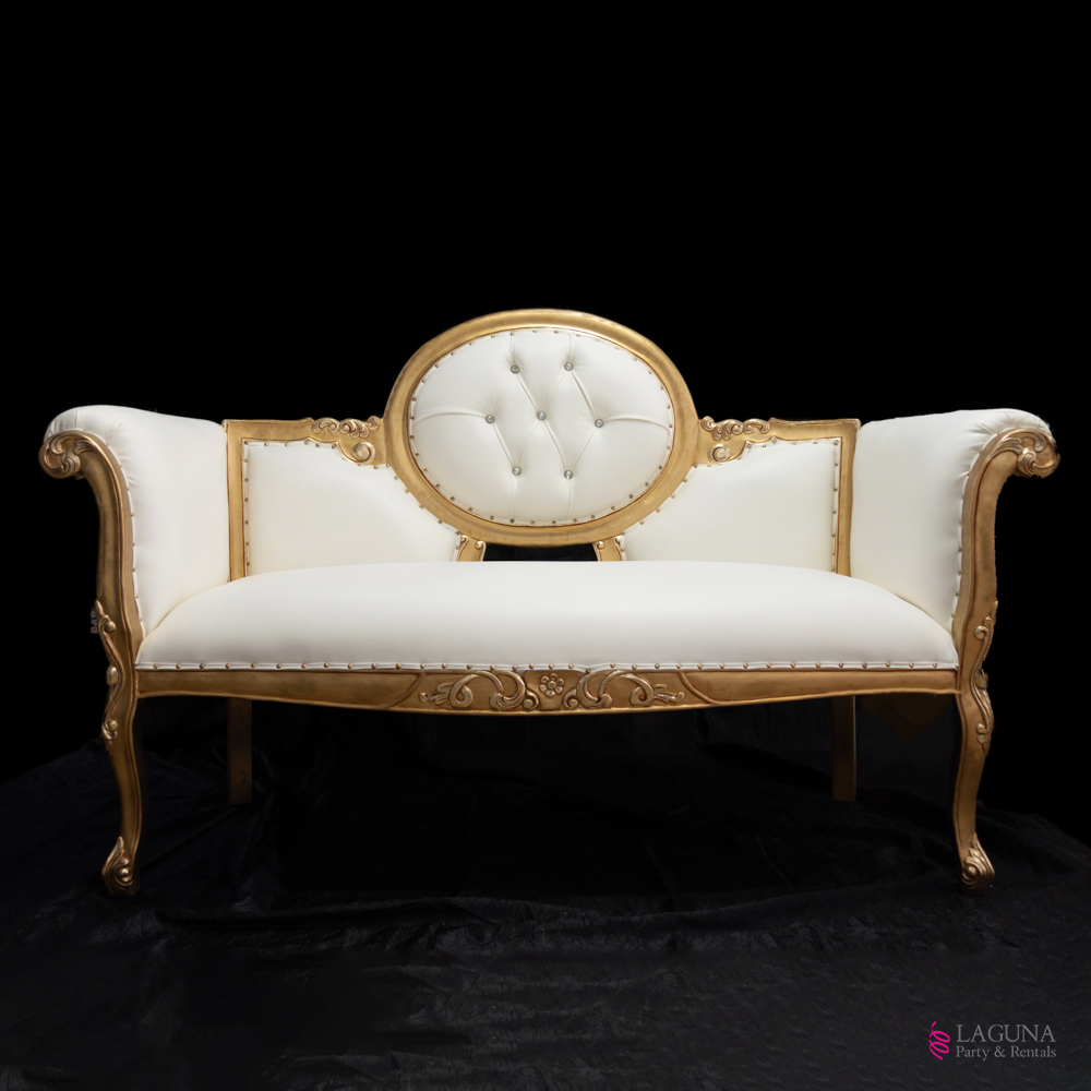 White and gold loveseat deals