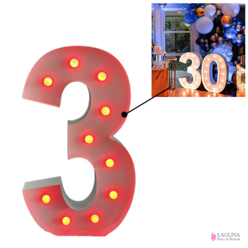 3 Marquee Light Up LED Number, 46" tall