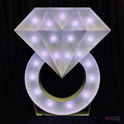 Diamond Ring Proposal Wedding Marquee Light Up LED Decor, 48" tall