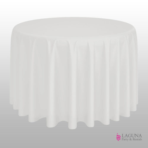 120" Round Table Cover, Linen, Umbrella Hole, White