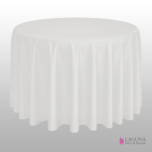 132" Round Table Cover, Linen, White